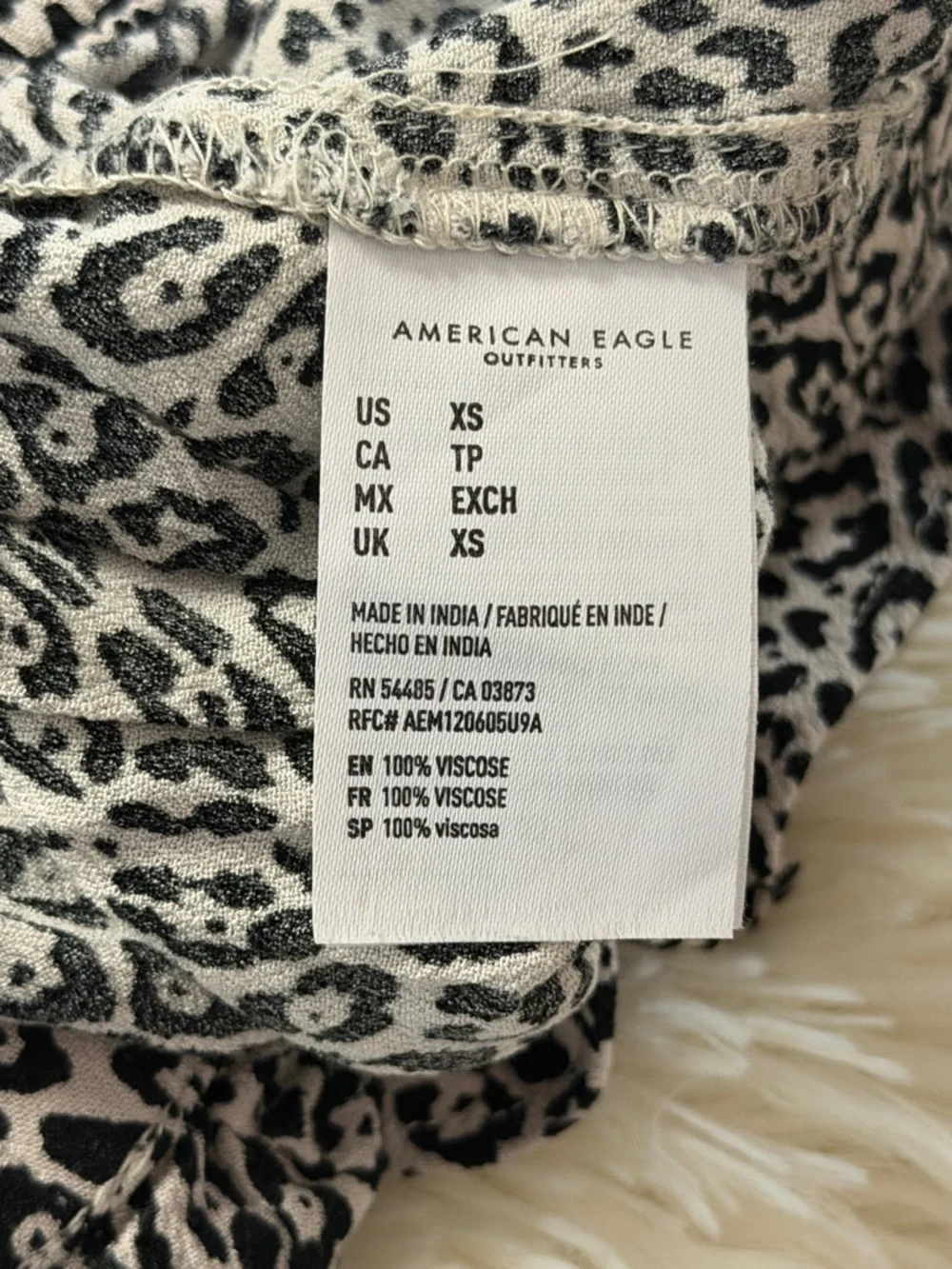 American Eagle Outfitters Black and White Leopard Flounce Mini Skirt